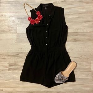 Forever 21 Black Button Up Tank Romper